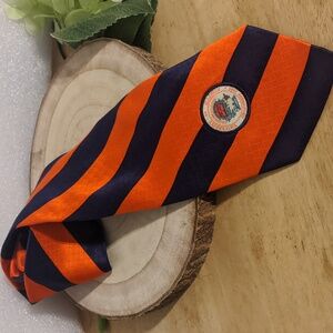 Vintage University of Illinois Silk Tie Stripes Logo Orange Blue Adult Illini
